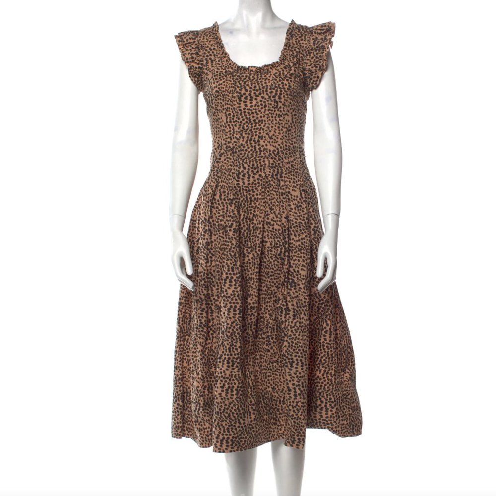 ULLA JOHNSON Animal Print Midi Length Dress - size M
